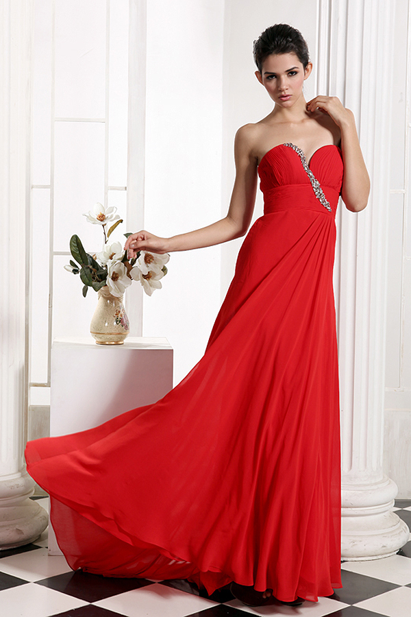 Sexy Red Strapless Full Length Evening Gown - Click Image to Close